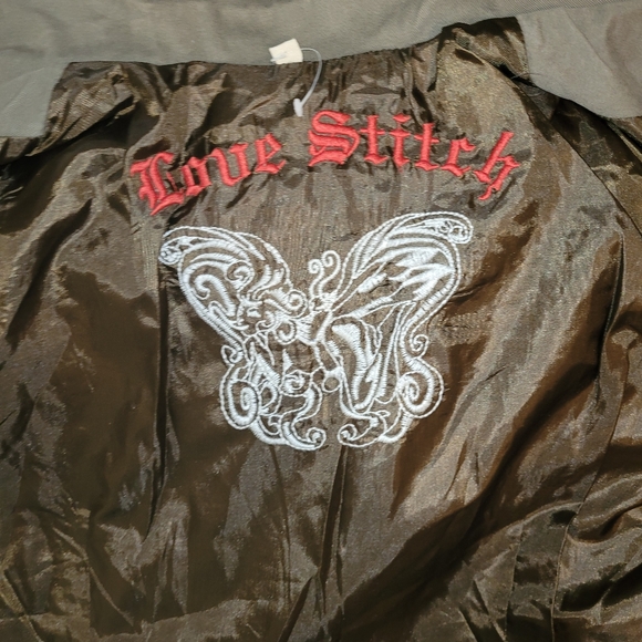 Love Stitch Jacket Olive Embroidered Women Size M NEW NWT - Picture 3 of 5